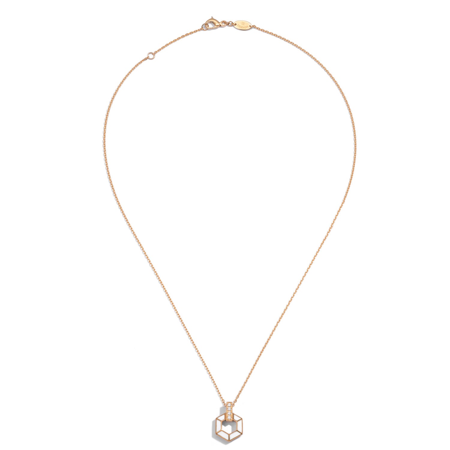 エナメルとダイヤモンドのハニカムネックレス