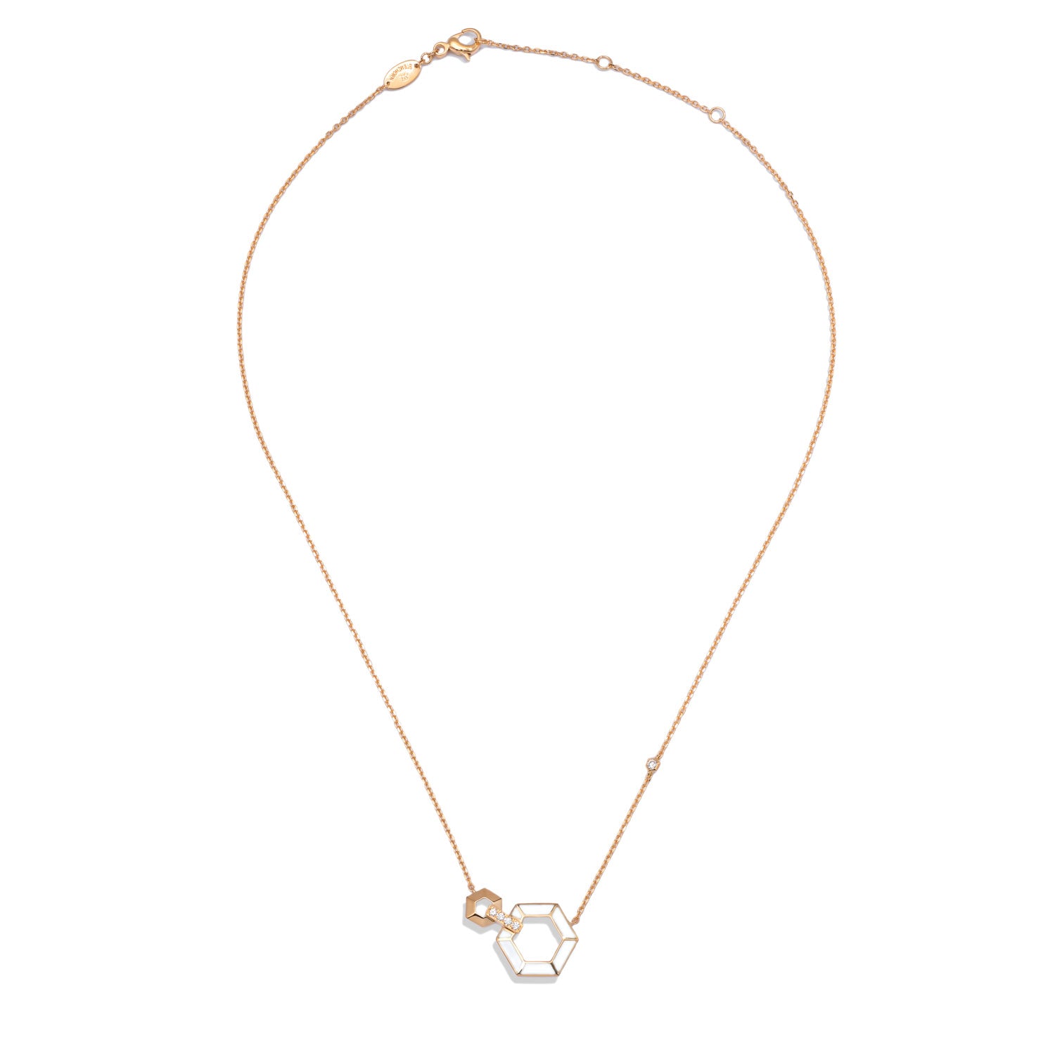 Honeycomb Necklace with Enamel and Diamonds