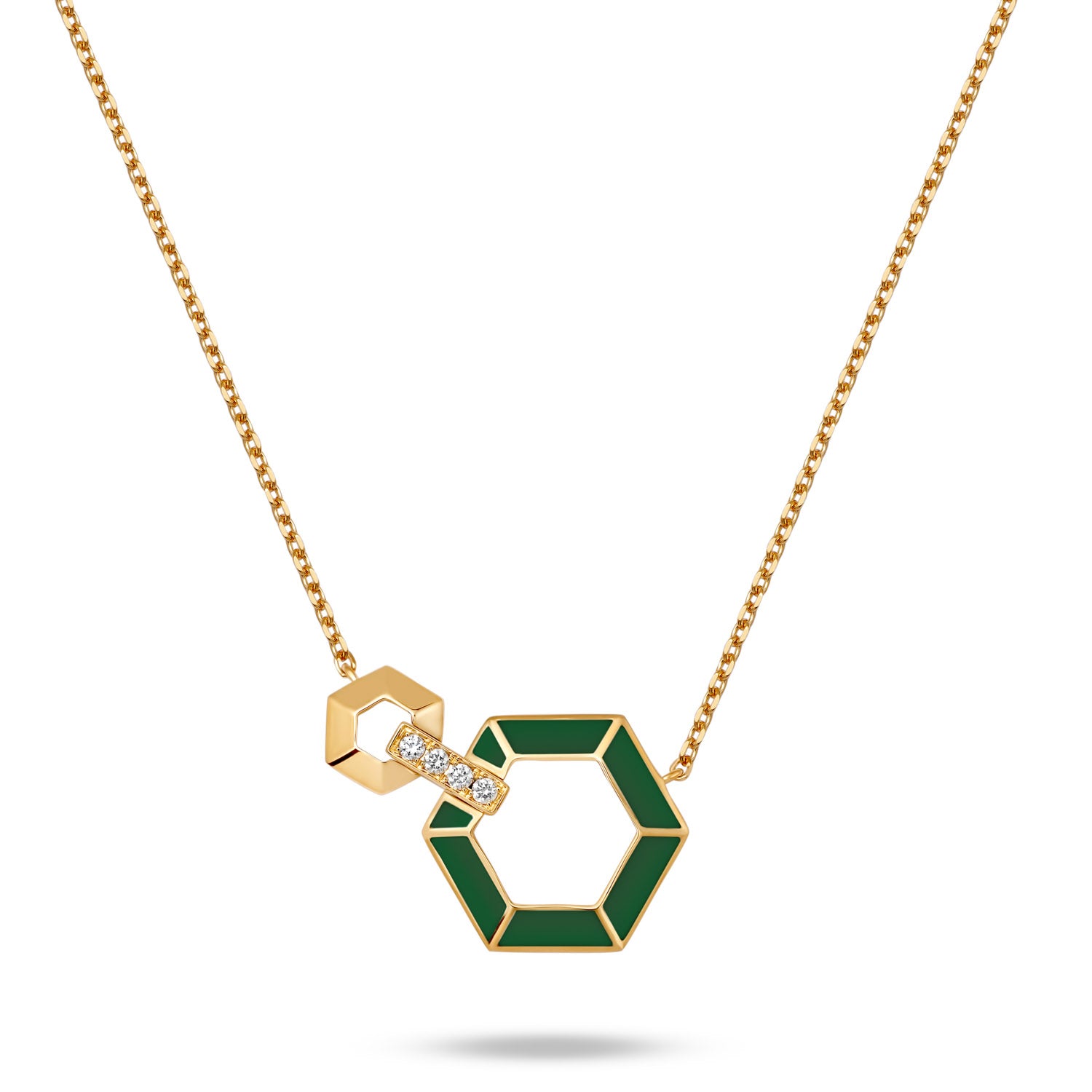 Honeycomb Necklace with Enamel and Diamonds