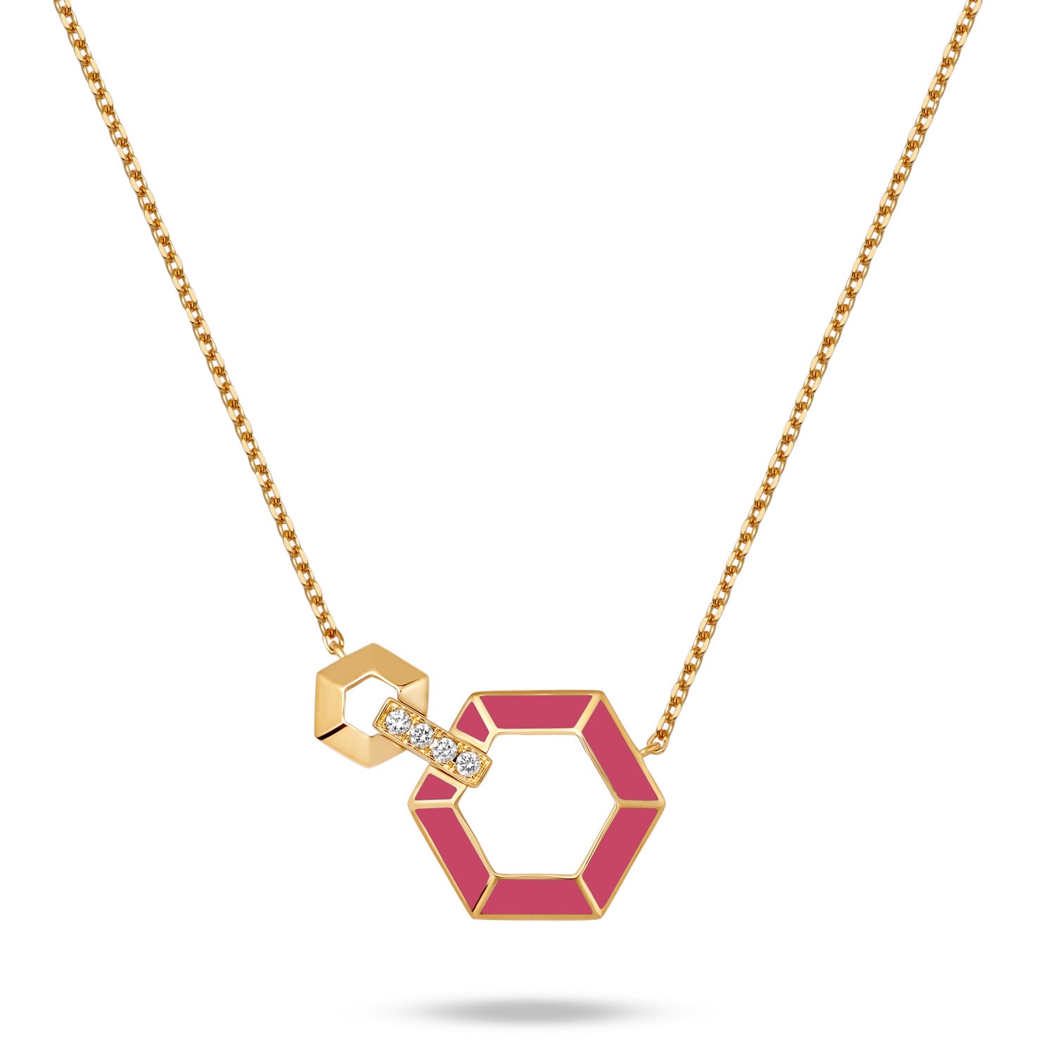 Honeycomb Necklace with Enamel and Diamonds