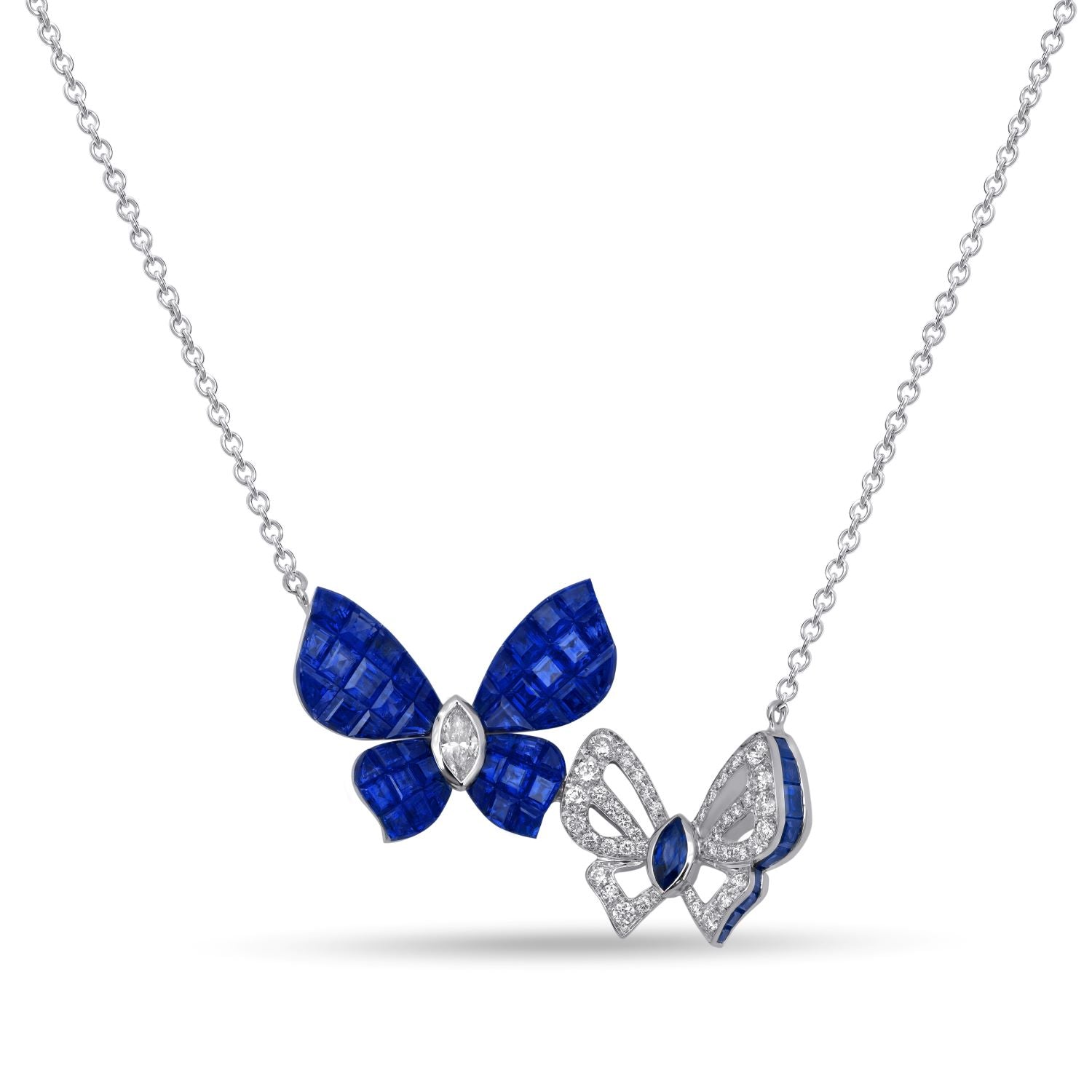 Necklace with Butterflies and Blue Sapphire