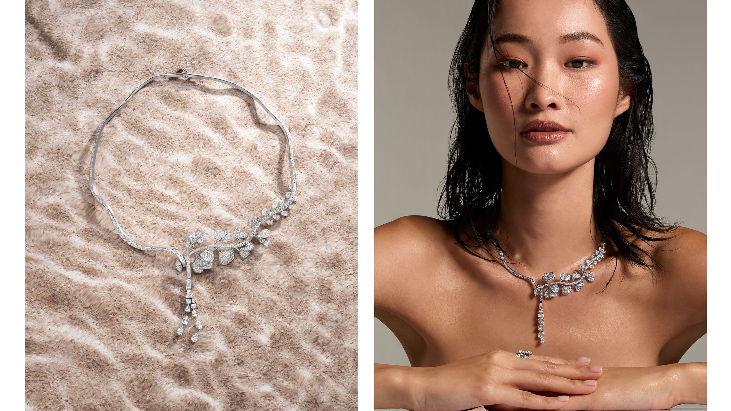 Diamond Necklace on model