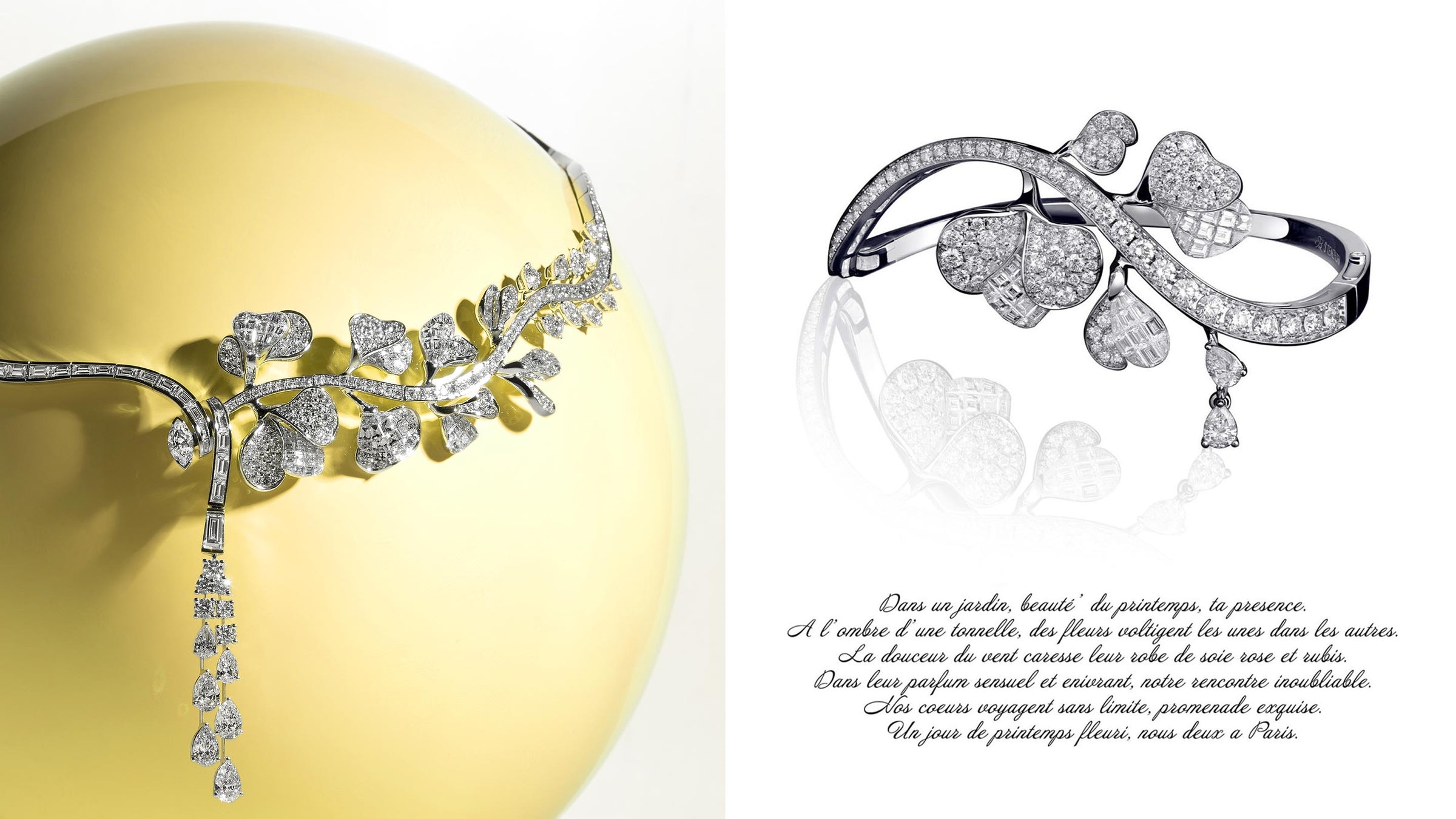 Diamond Necklace on yellow background