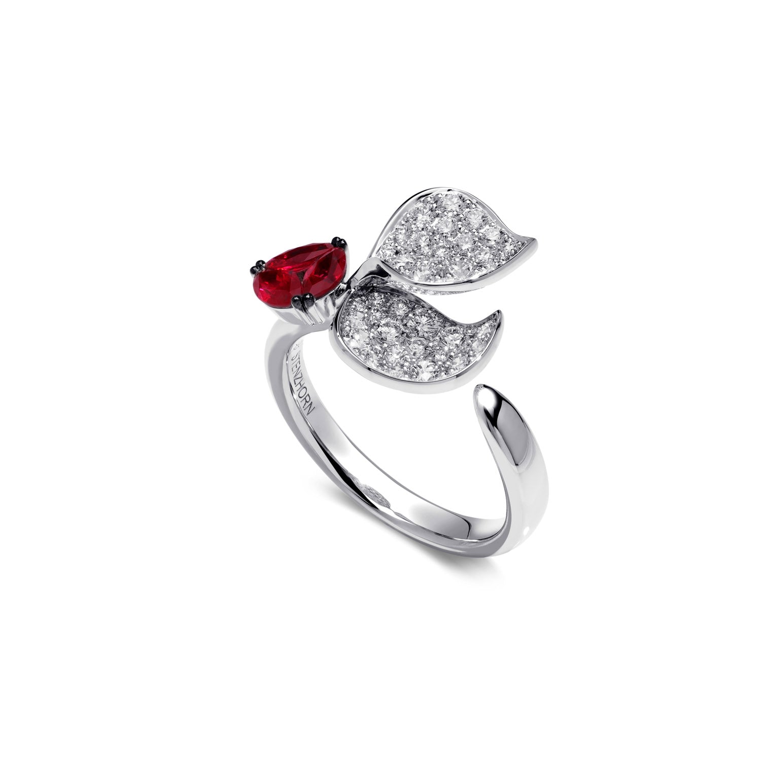 À FLEUR DE PARIS Ruby Double Leaf Ring