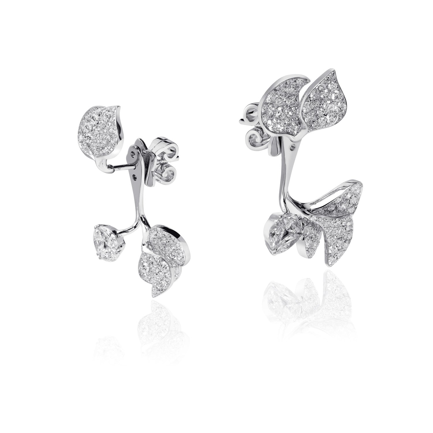 À FLEUR DE PARIS Diamond Double Leaf Earrings
