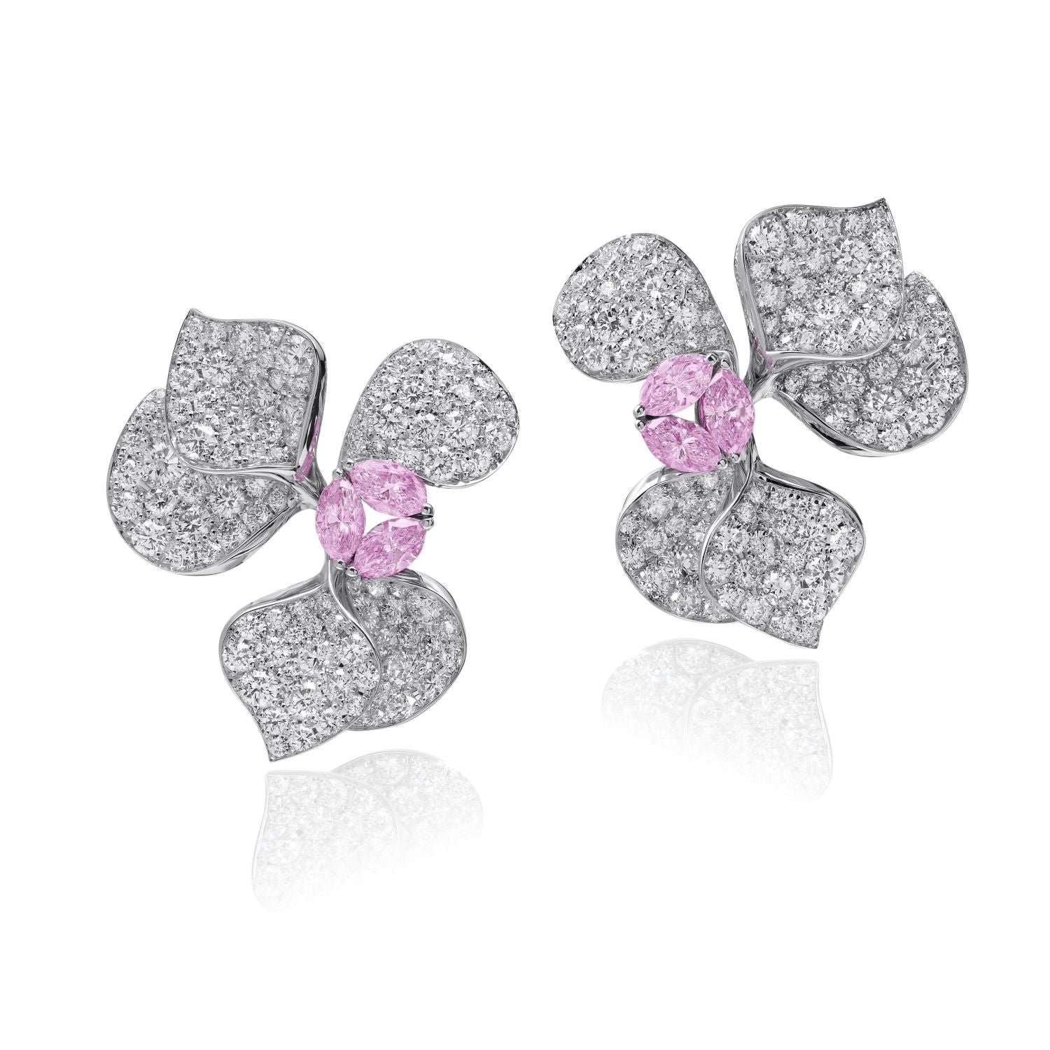 À FLEUR DE PARIS Pink Sapphire Leaf Earrings