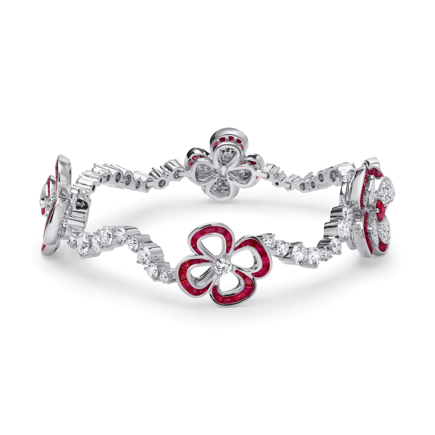 Blumen Armband mit Rubinen