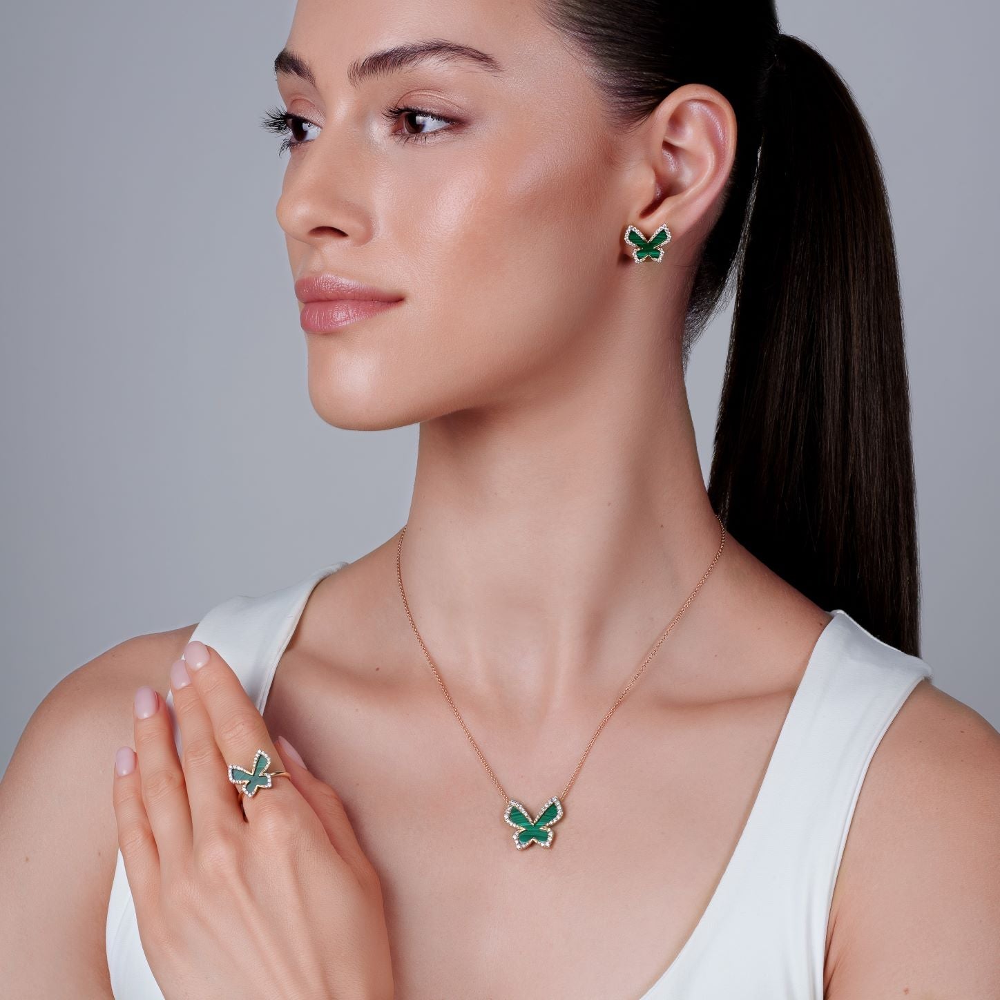 PICCOLE SONATE Malachite Butterfly Earrings