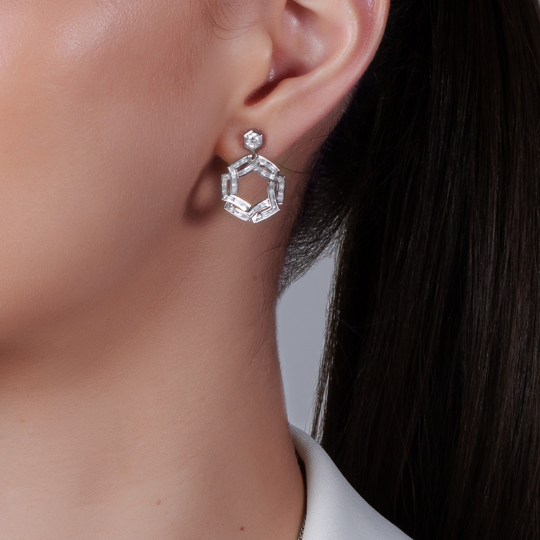 SECRET CIRCLES Baguette Diamond Earrings