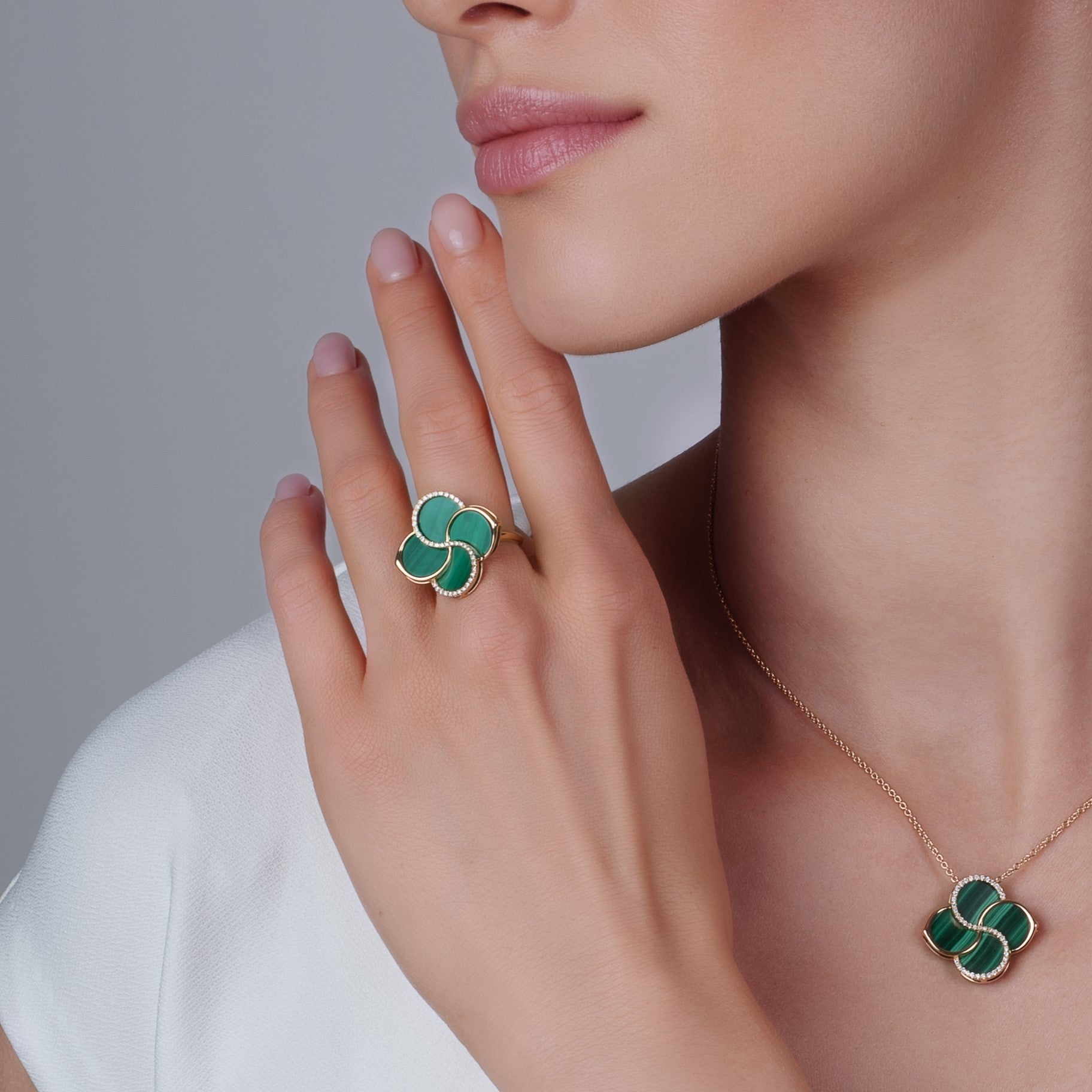 FLUMINA Ring with Malachite