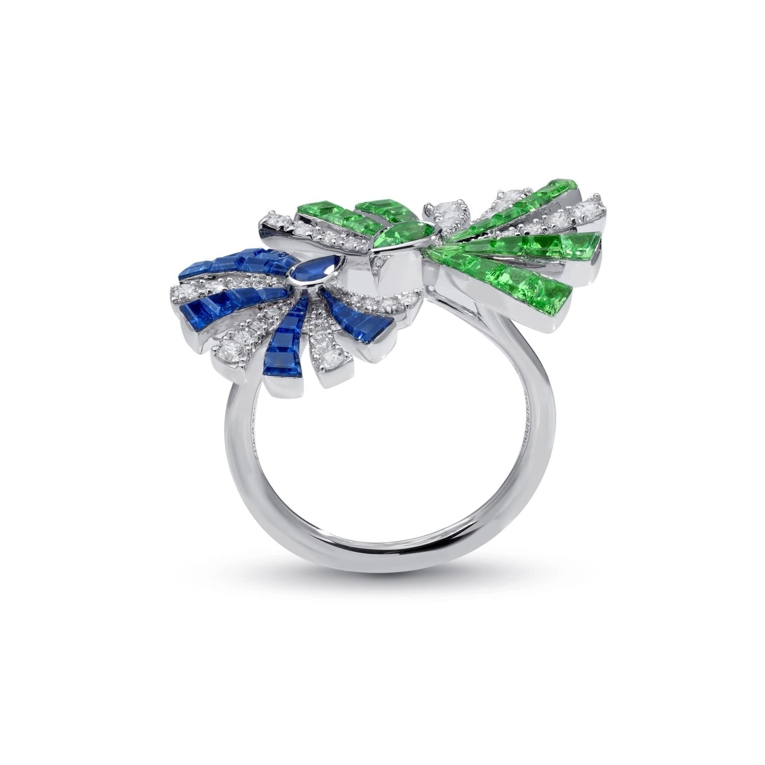 PERSUASION Sapphire and Tsavorite Double Ring