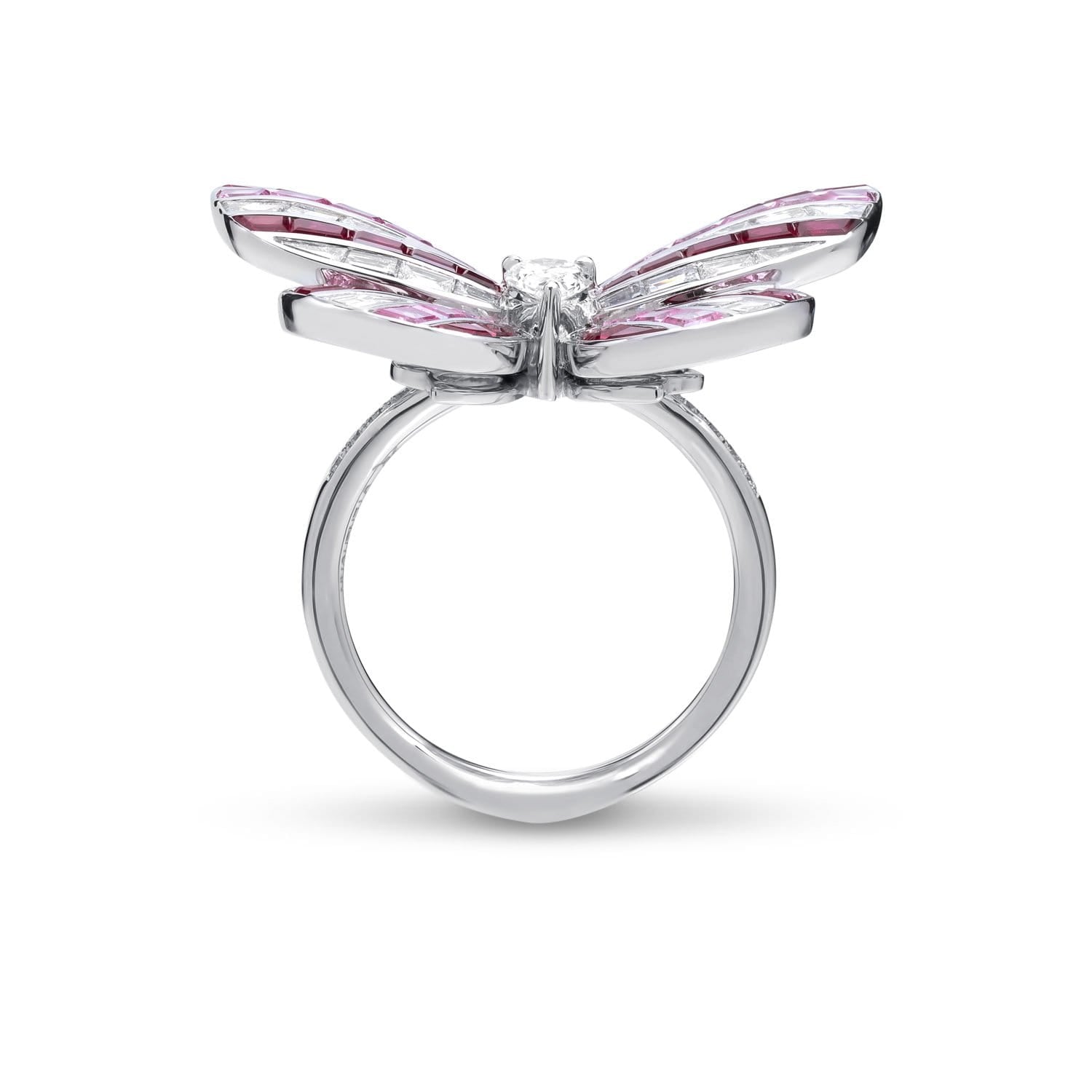 BUTTERFLY LOVERS Ring mit Rubin und rosa Saphir