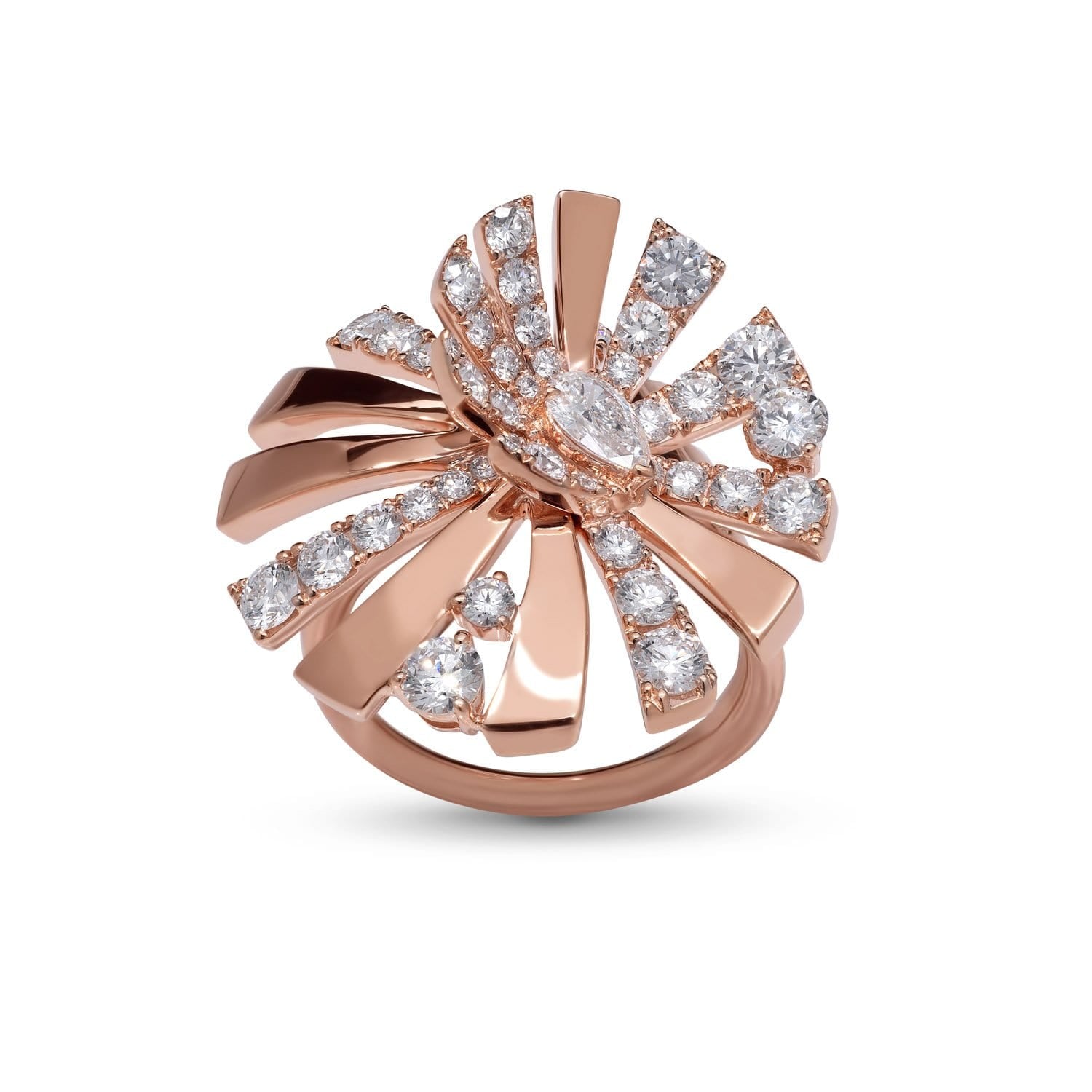 PERSUASION Diamond Rose Gold Volume Ring