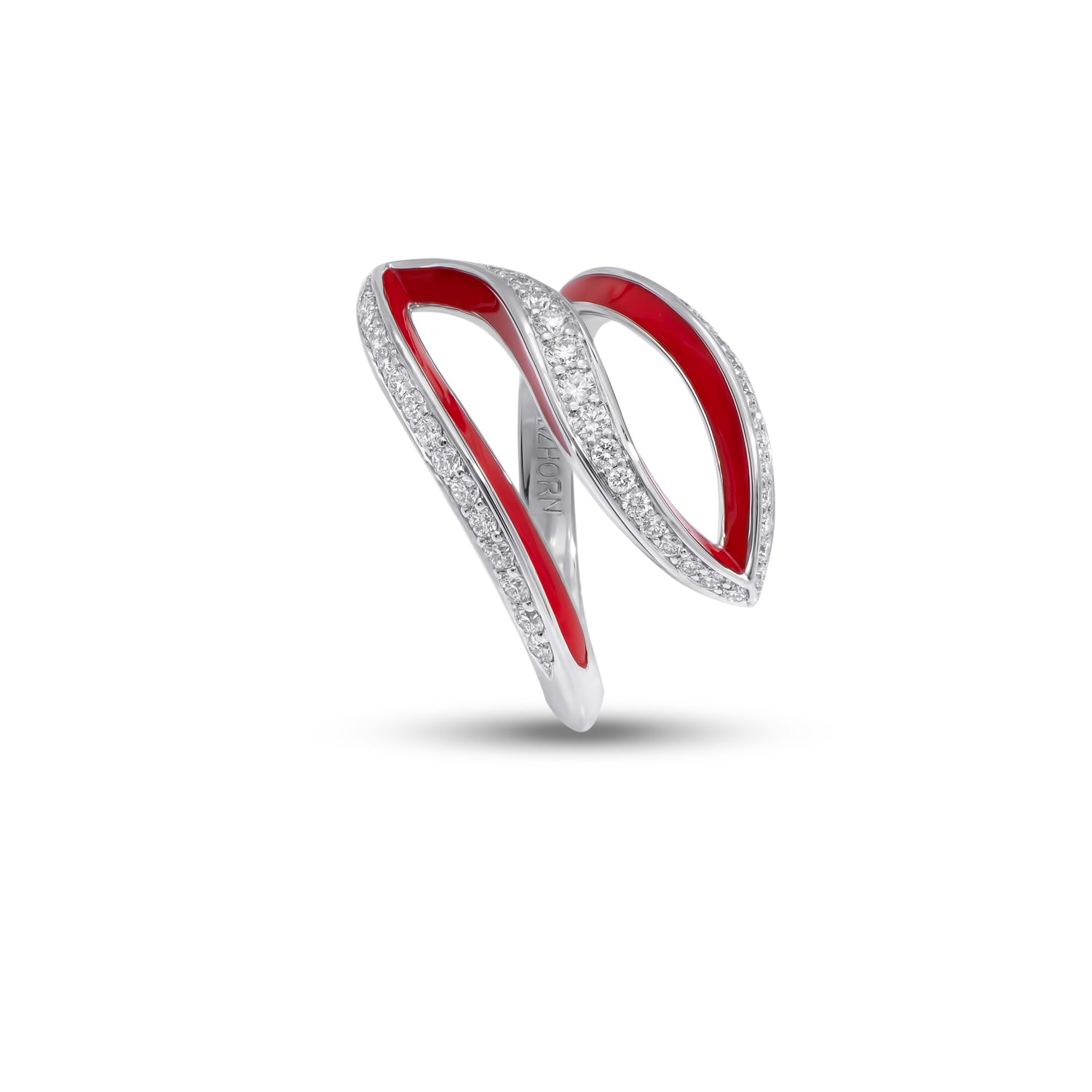 VIVA kleiner Ring mit Diamanten und roter Emaille