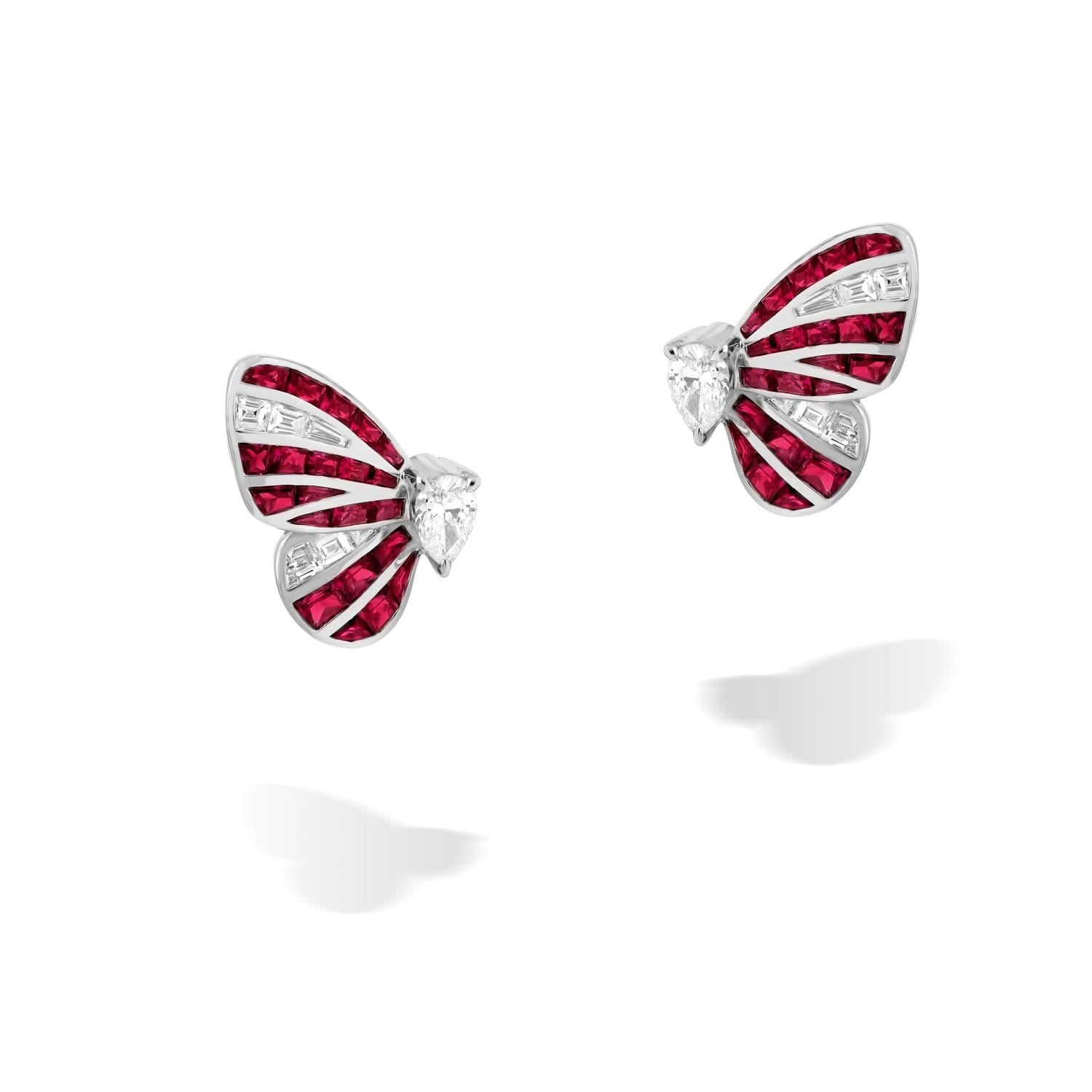 BUTTERFLY LOVERS Half Wing Ruby Earrings