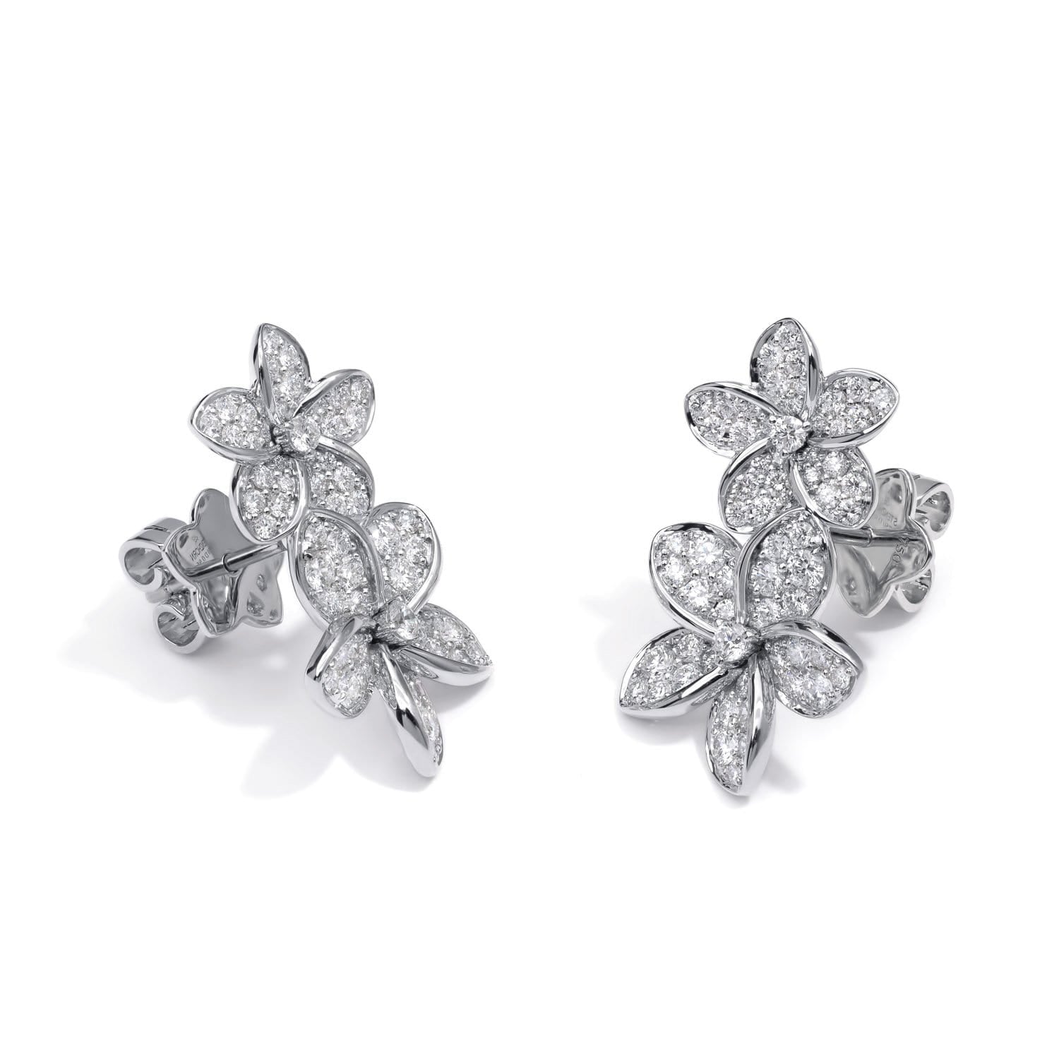 PLUMERIA Diamond Earrings Double Flower