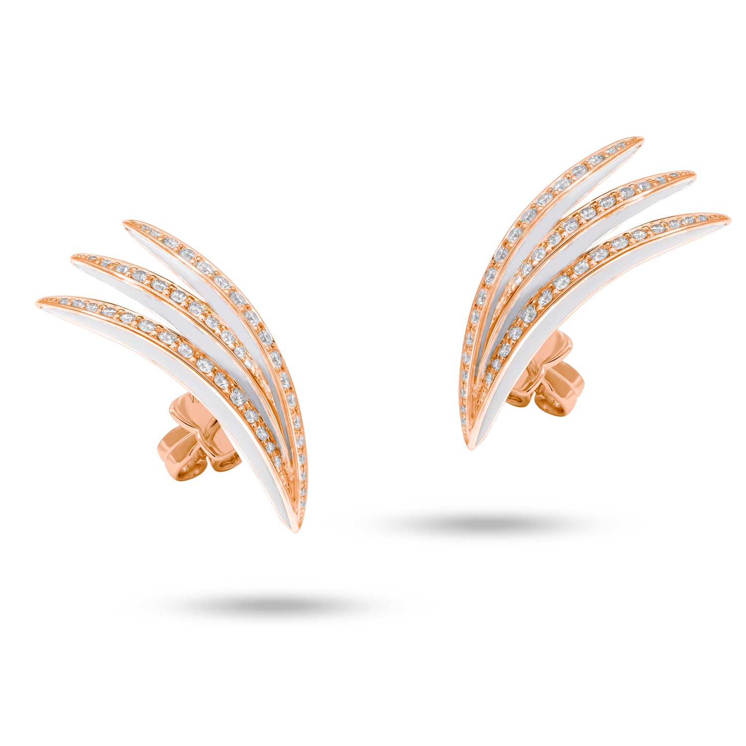 VIVA Earrings with Diamonds and White Enamel