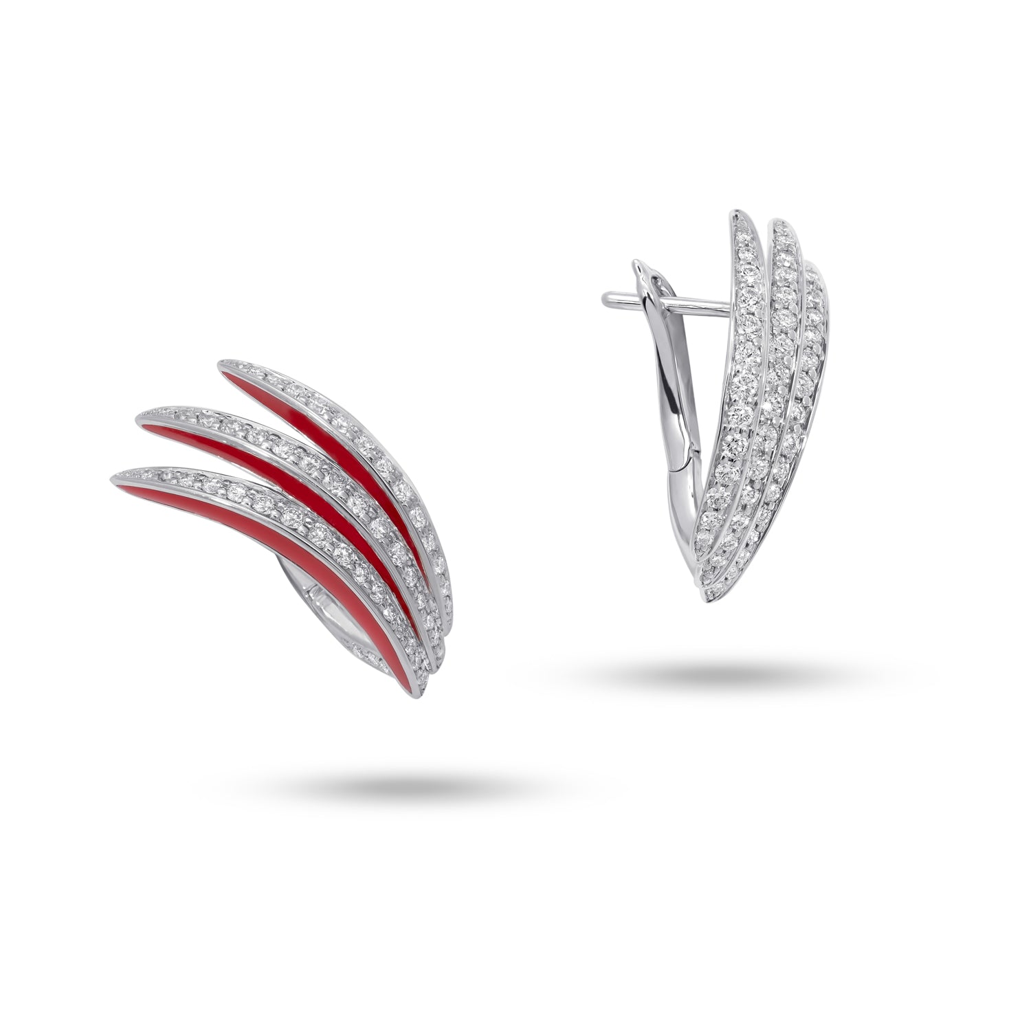 VIVA klassische Ohrringe mit Diamanten und roter Emaille