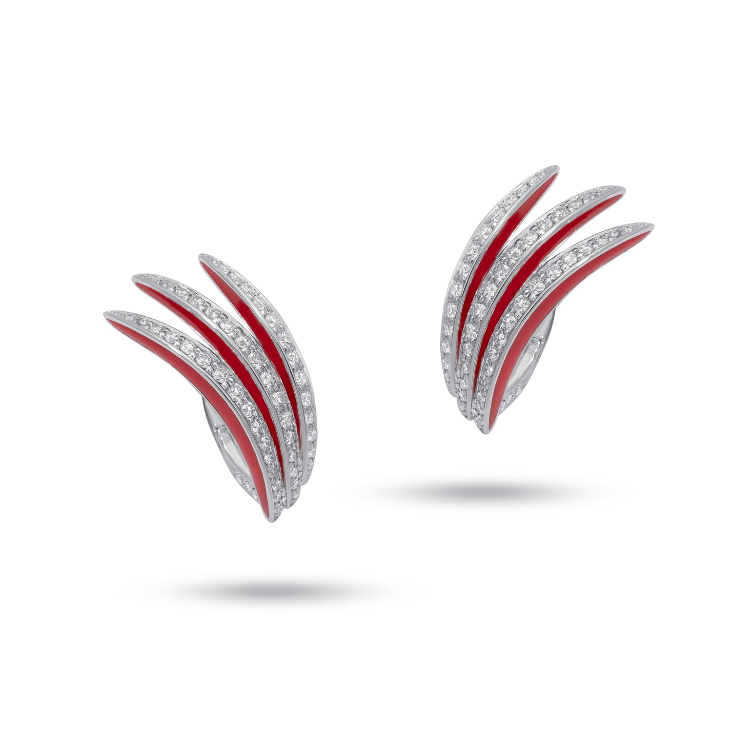 VIVA klassische Ohrringe mit Diamanten und roter Emaille