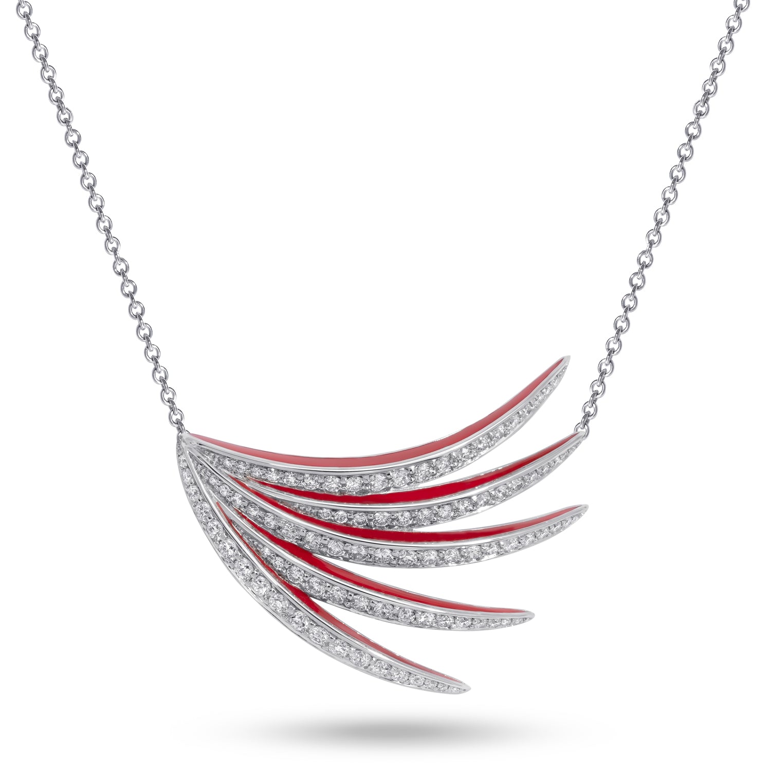 VIVA Necklace with Diamonds and Red Enamel