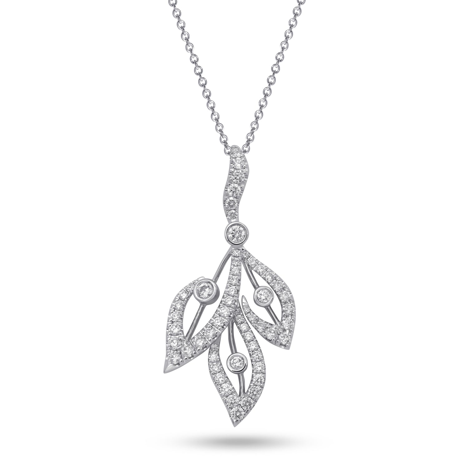 small diamond pendant in leaf shape made of 18k white gold, Stenzhorn Jewellery