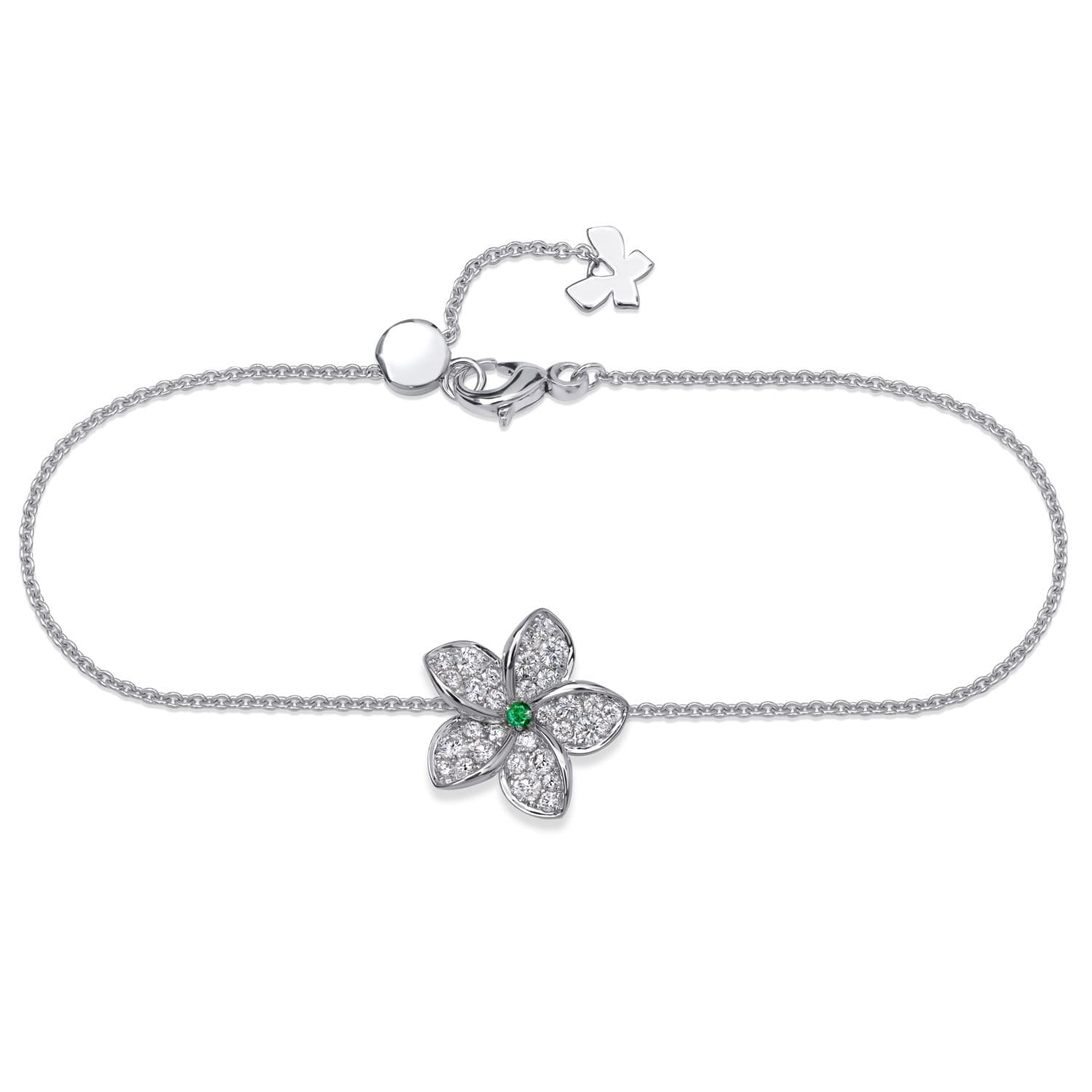 PLUMERIA Diamond and Emerald Bracelet Single Flower