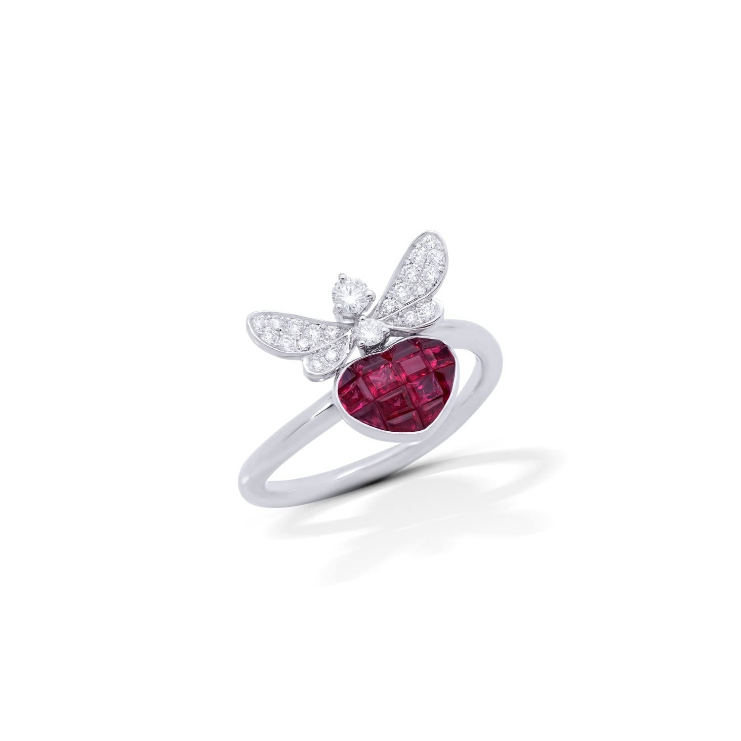 BEE MINE Mosaic Ruby with Diamond Pavè Wings Ring