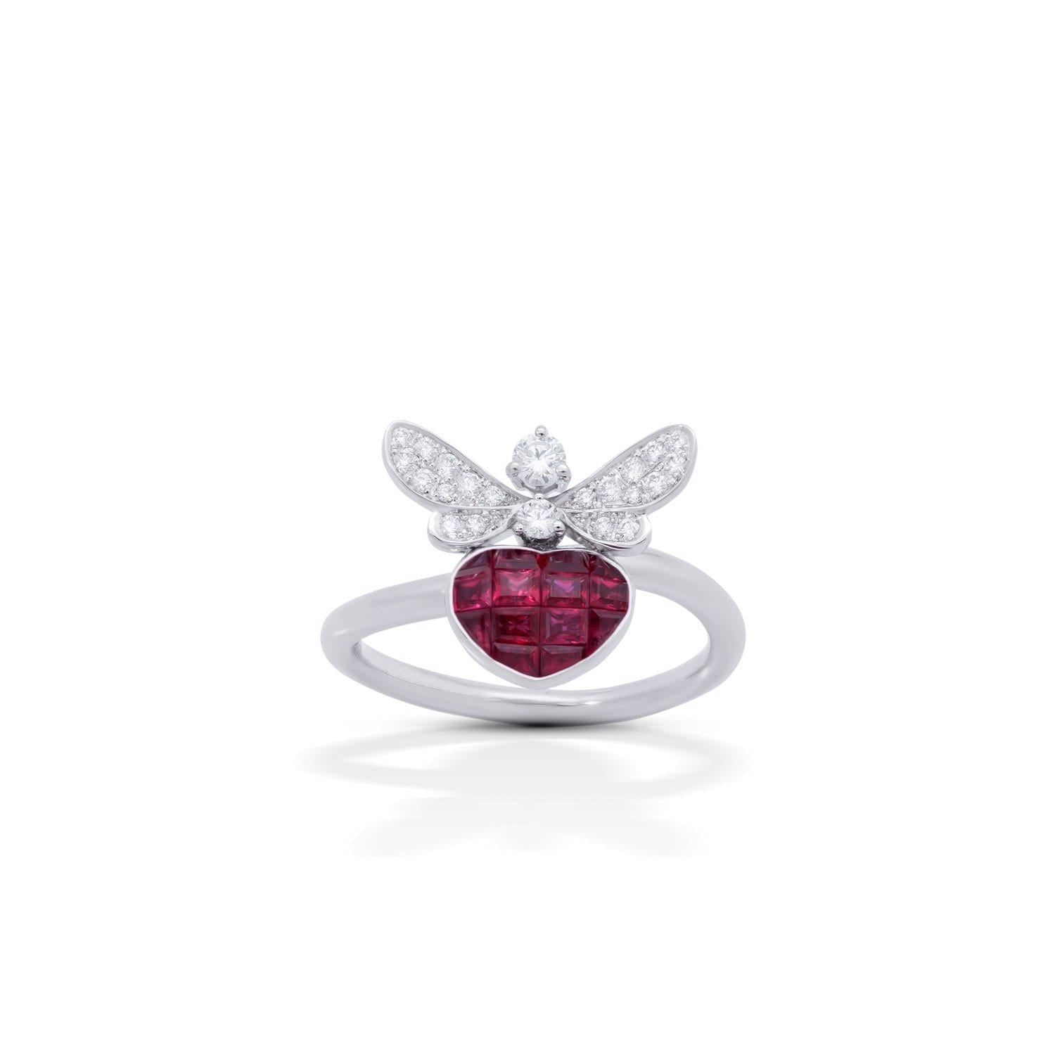 BEE MINE Mosaic Ruby with Diamond Pavè Wings Ring