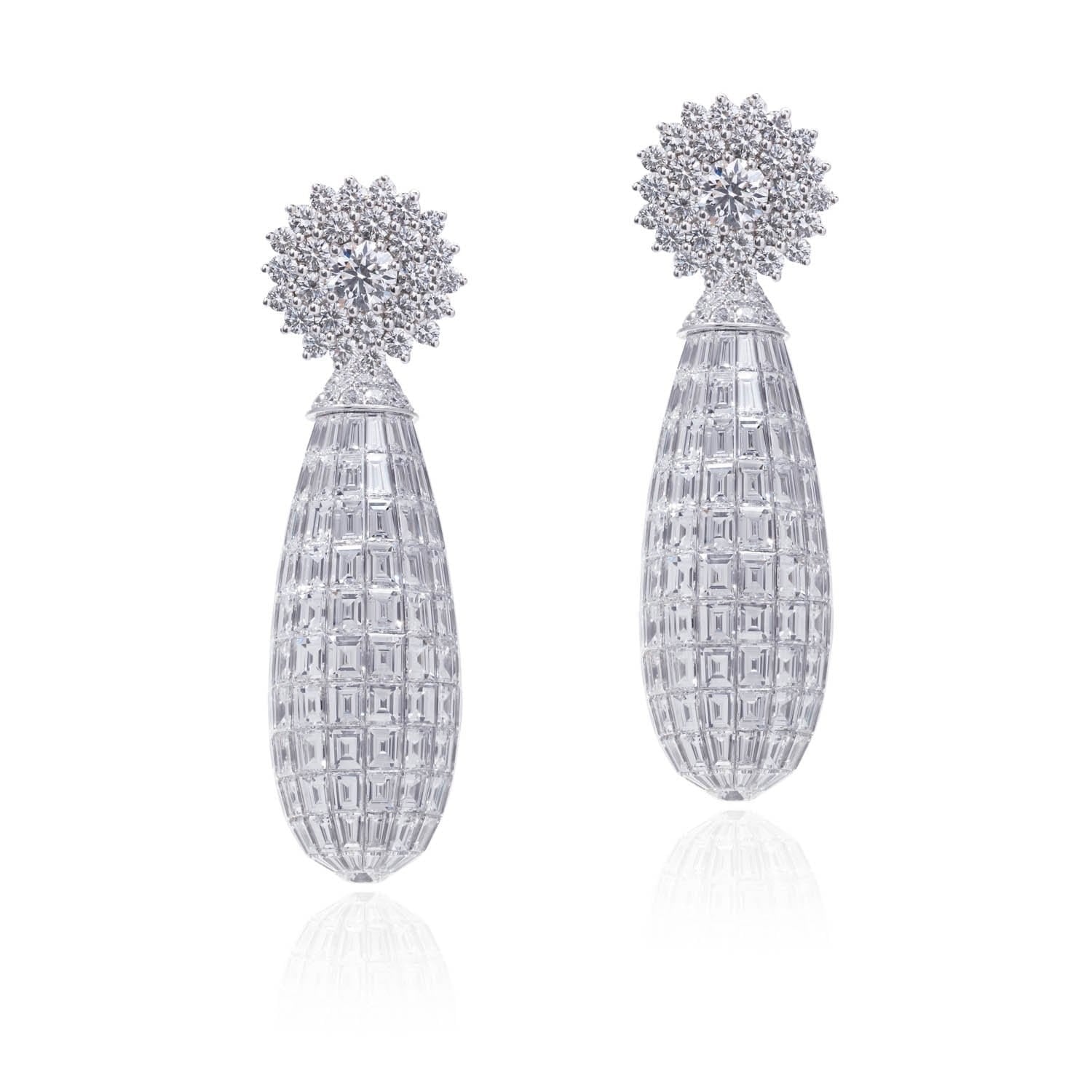 MOSAIC CLASSICAL All Diamond Long Drop Earrings